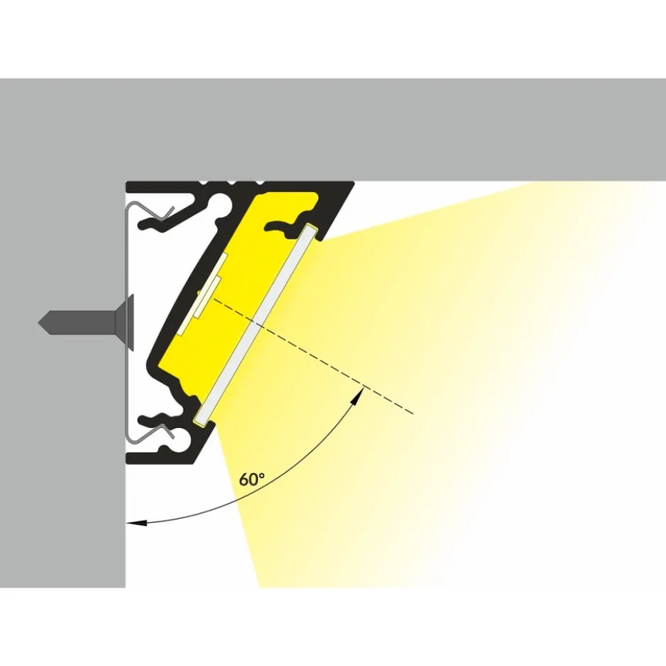 All-Light LED skinne, vinklet, sort
