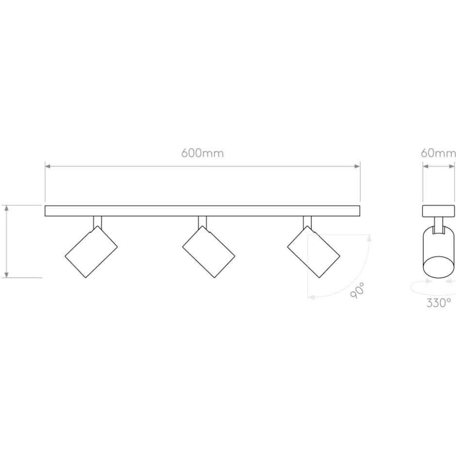 Astro Ascoli Triple Bar spotlampe, 3 spots, krom
