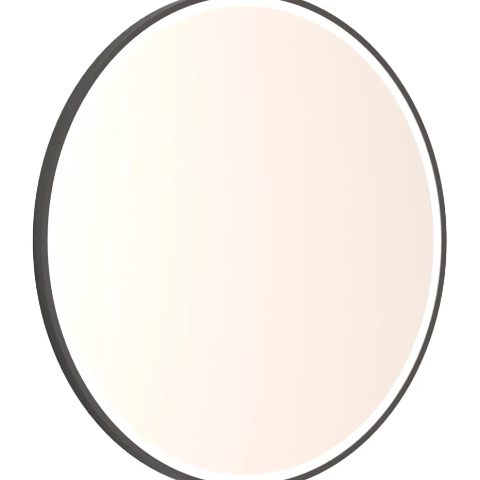 Dansani Mido+ Shine spejl med lys, dæmpbar, Ø75 cm, sort