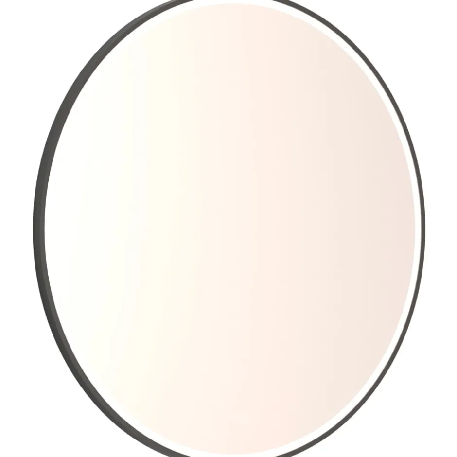 Dansani Mido+ Shine spejl med lys, dæmpbar, Ø90 cm, sort