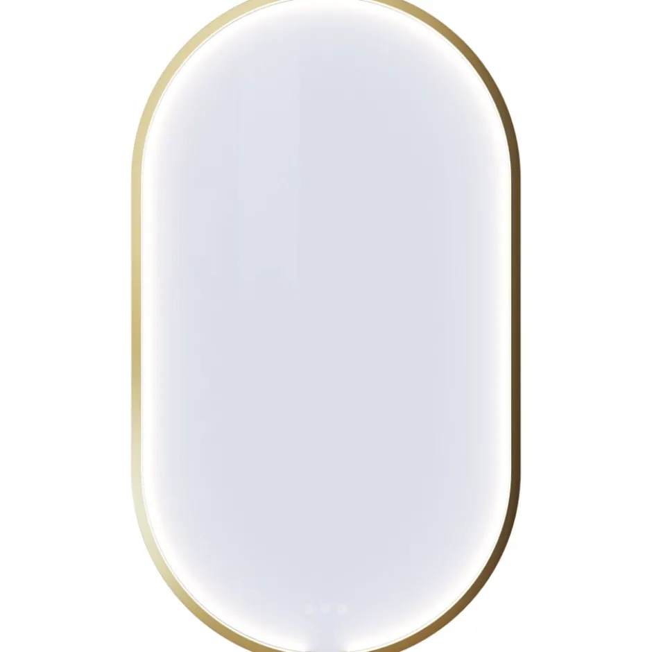 Dansani You Moon spejl med lys, 105x60 cm, messing