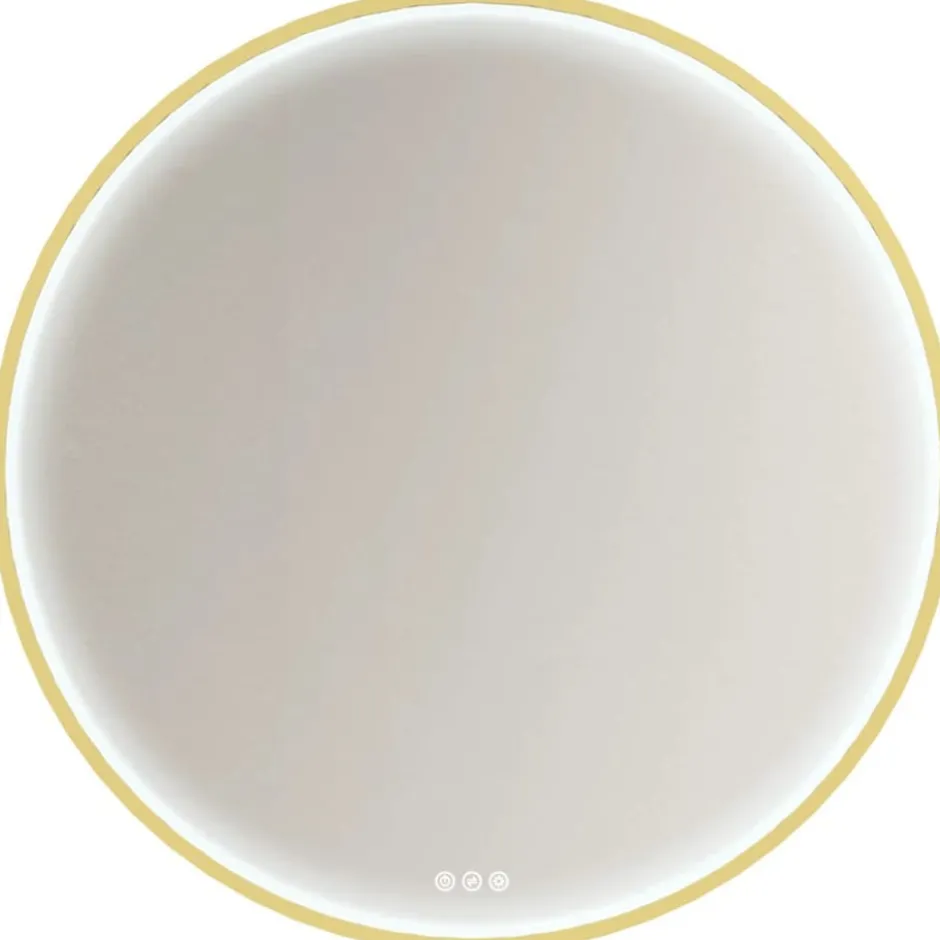 Dansani You Moon spejl med lys, messing, Ø90 cm