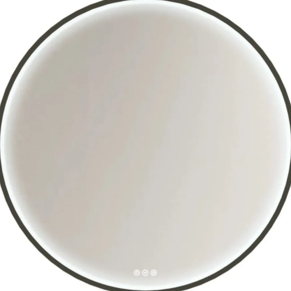 Dansani You Moon spejl med lys, sort, Ø75 cm