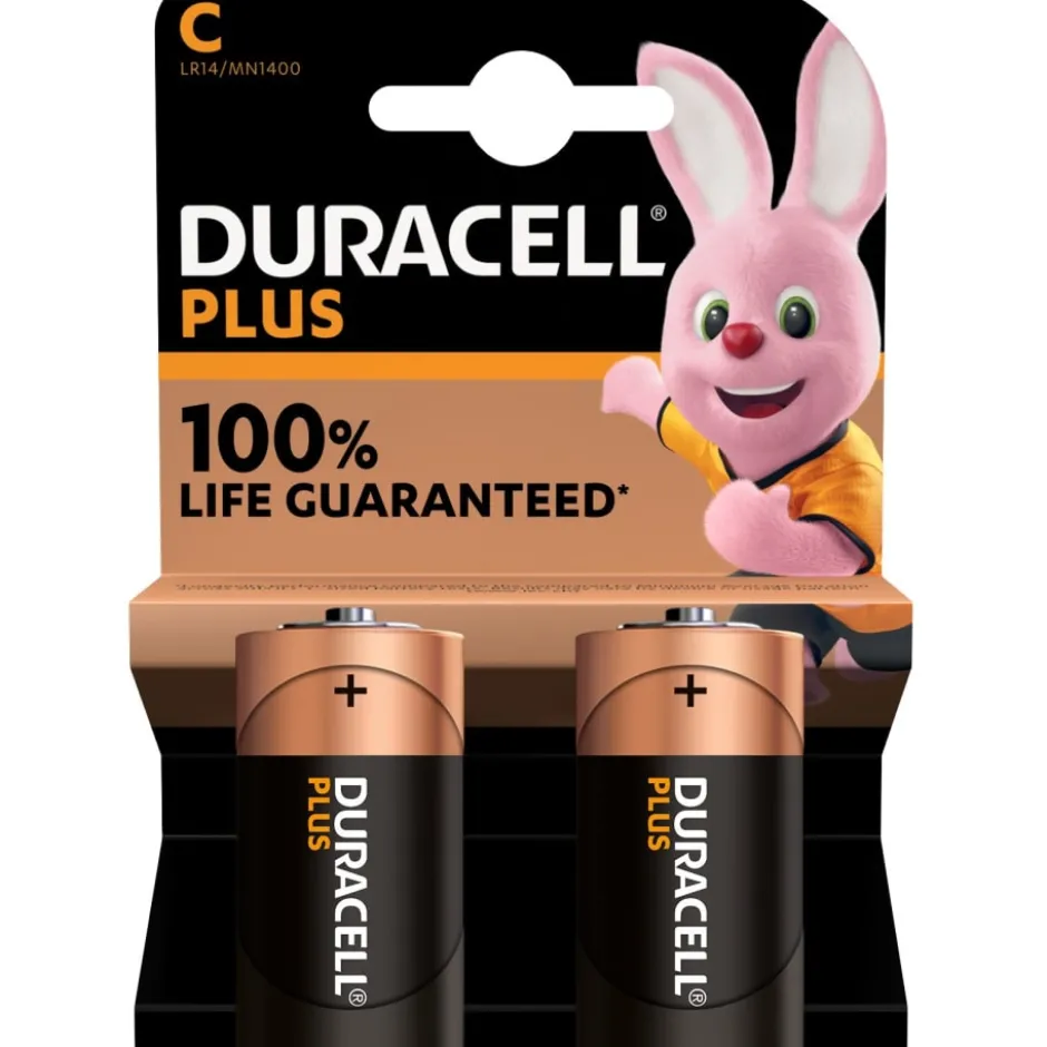 Duracell Plus C batterier, 2 stk.