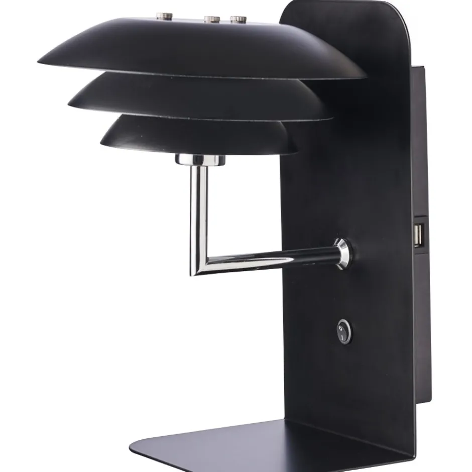 Dyberg Larsen DL20 væglampe med USB, sort