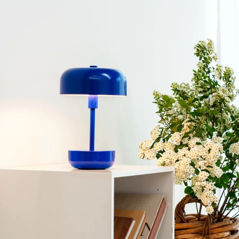 Dyberg Larsen Haipot genopladelig bordlampe, blå