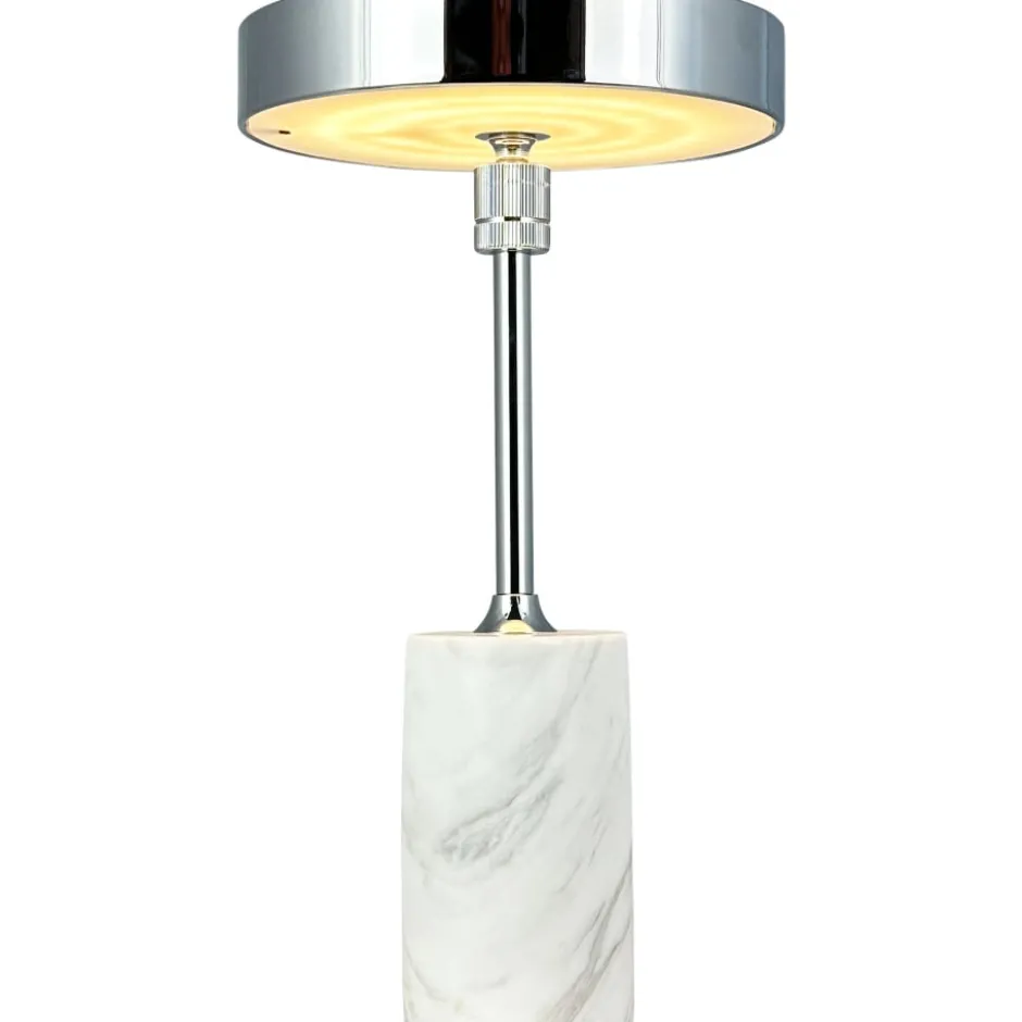 Dyberg Larsen Starlight genopladelig bordlampe, hvid marmor
