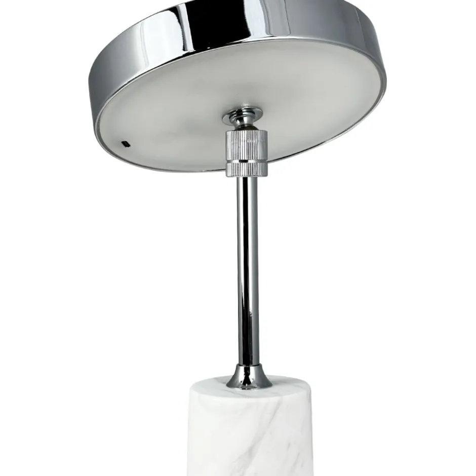 Dyberg Larsen Starlight genopladelig bordlampe, hvid marmor