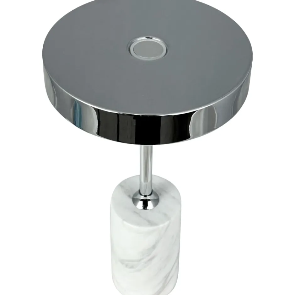 Dyberg Larsen Starlight genopladelig bordlampe, hvid marmor
