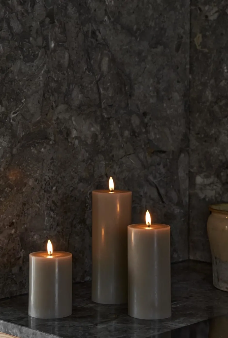 Ester & Erik LED bloklys, brun, 15 cm