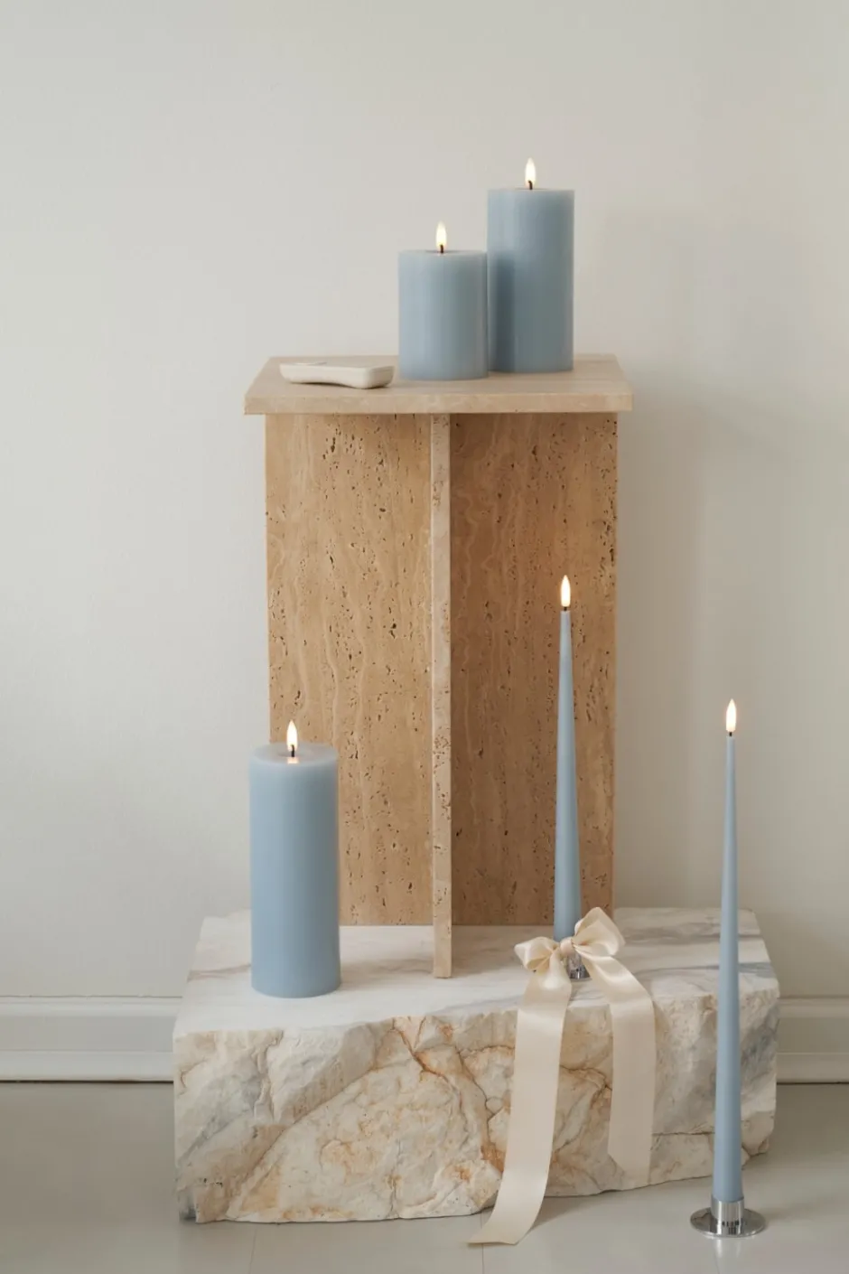 Ester & Erik LED kronelys, 40 cm, blå, 2-pak