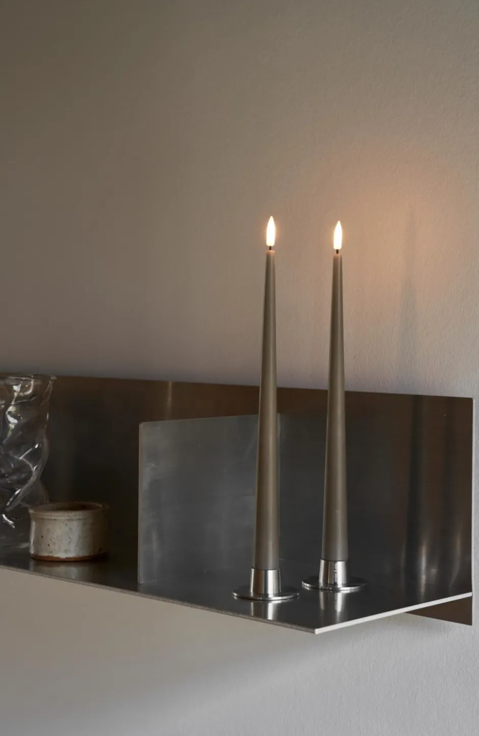 Ester & Erik lysestager, børstet sølv, 2-pak