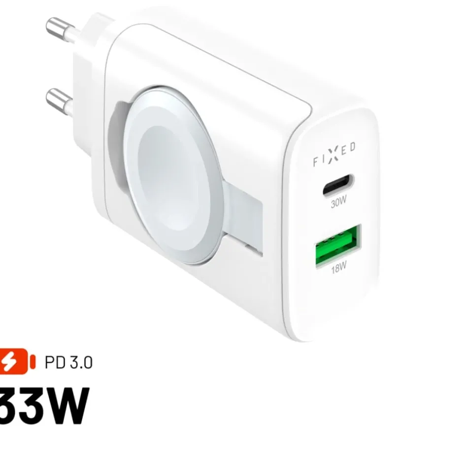 Fixed USB-A & C adapter med Apple watch oplader