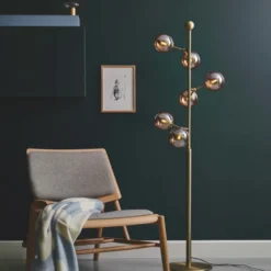 Halo Design Atom gulvlampe, ravfarvet