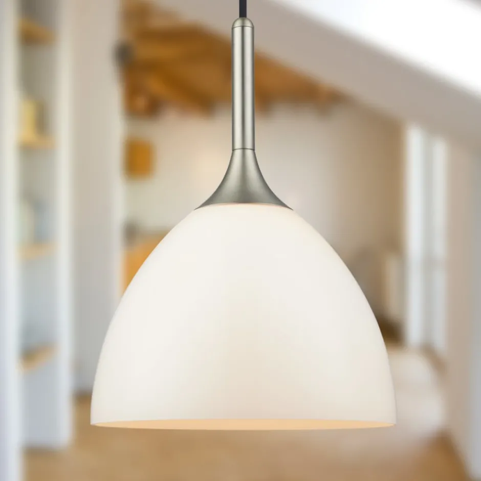 Halo Design Bellevue pendel, glas/børstet stål, Ø24 cm