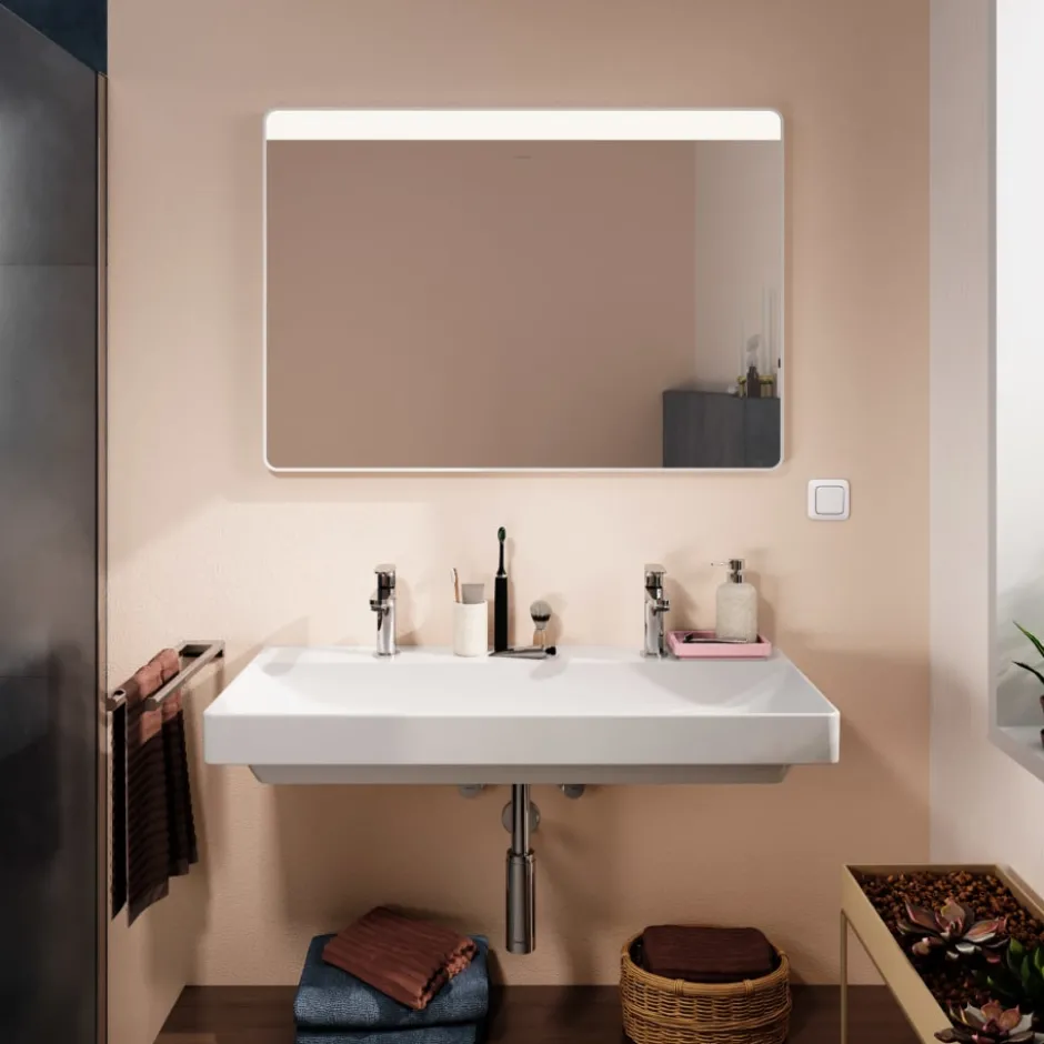 Hansgrohe Xarita Lite Q spejl med lys, 100x70 cm, hvid