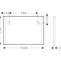 Hansgrohe Xarita Lite Q spejl med lys, 100x70 cm, sort