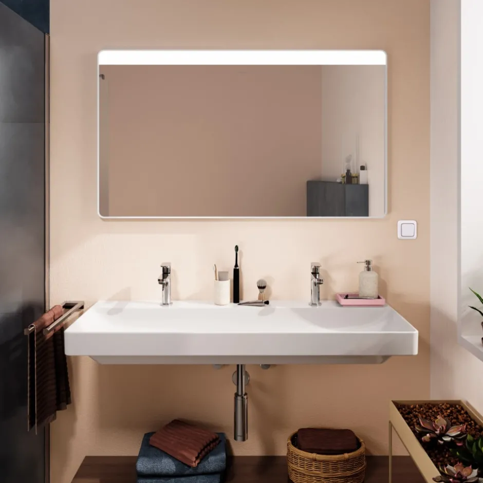 Hansgrohe Xarita Lite Q spejl med lys, 120x70 cm, hvid