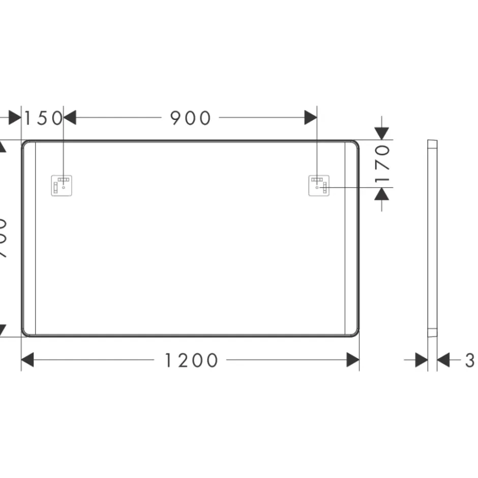 Hansgrohe Xarita Lite Q spejl med lys, 120x70 cm, hvid