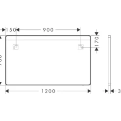 Hansgrohe Xarita Lite Q spejl med lys, 120x70 cm, sort