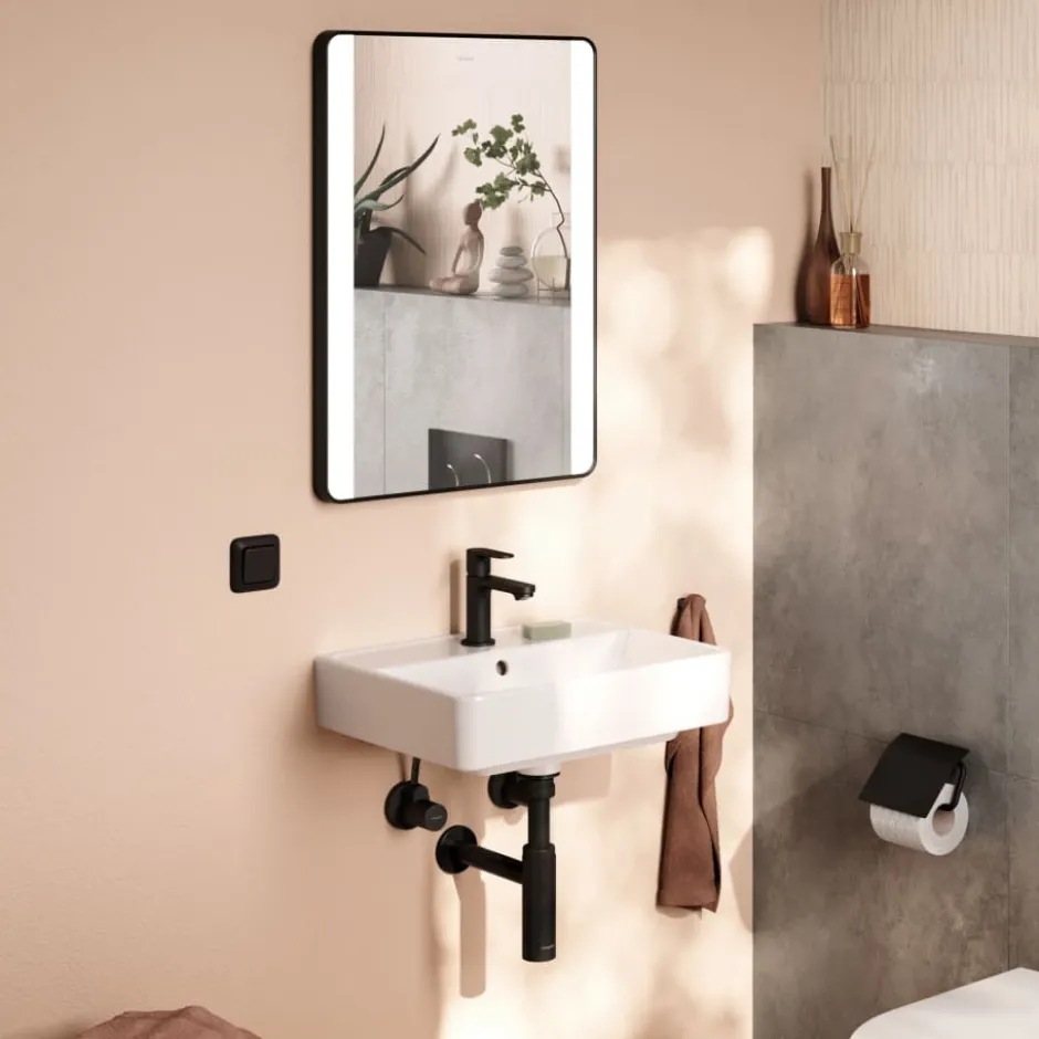 Hansgrohe Xarita Lite Q spejl med lys, 50x70 cm, sort