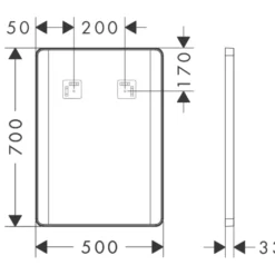 Hansgrohe Xarita Lite Q spejl med lys, 50x70 cm, sort