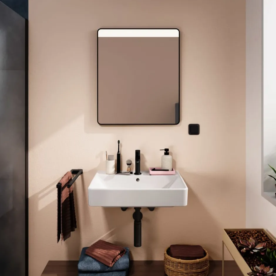 Hansgrohe Xarita Lite Q spejl med lys, 60x70 cm, sort