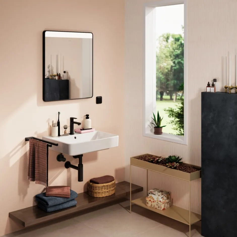Hansgrohe Xarita Lite Q spejl med lys, 60x70 cm, sort