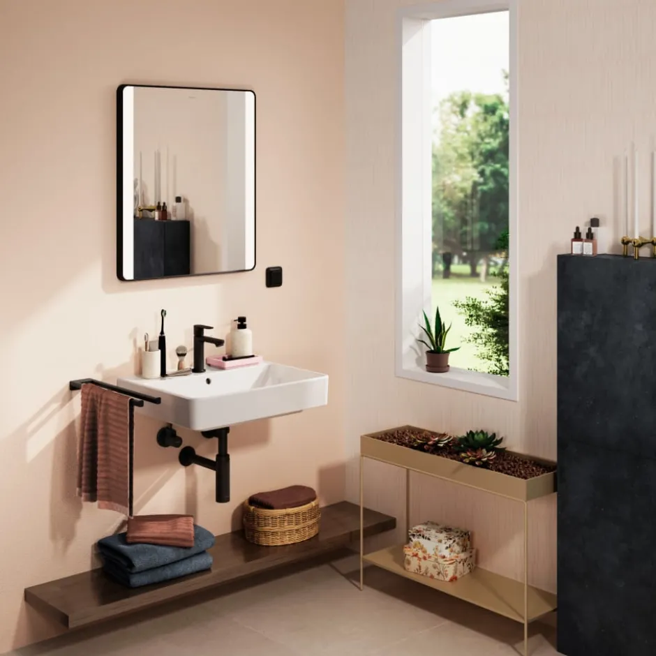 Hansgrohe Xarita Lite Q spejl med lys, 60x70 cm, sort