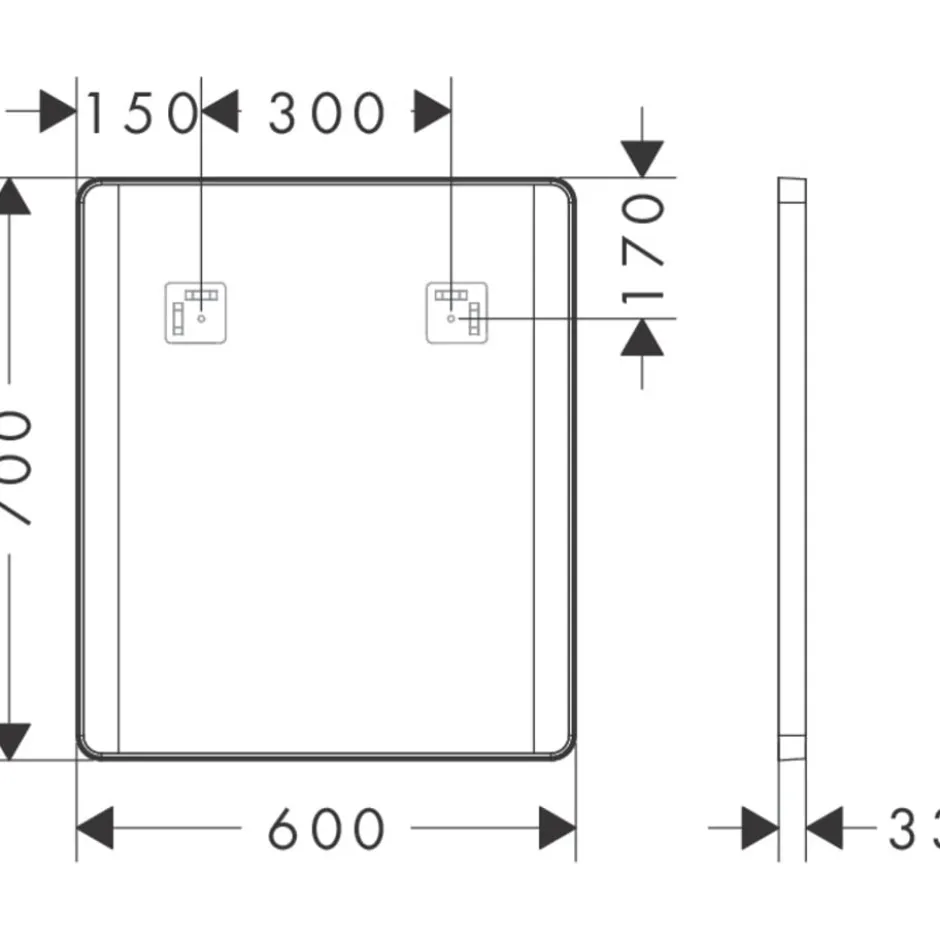 Hansgrohe Xarita Lite Q spejl med lys, 60x70 cm, sort