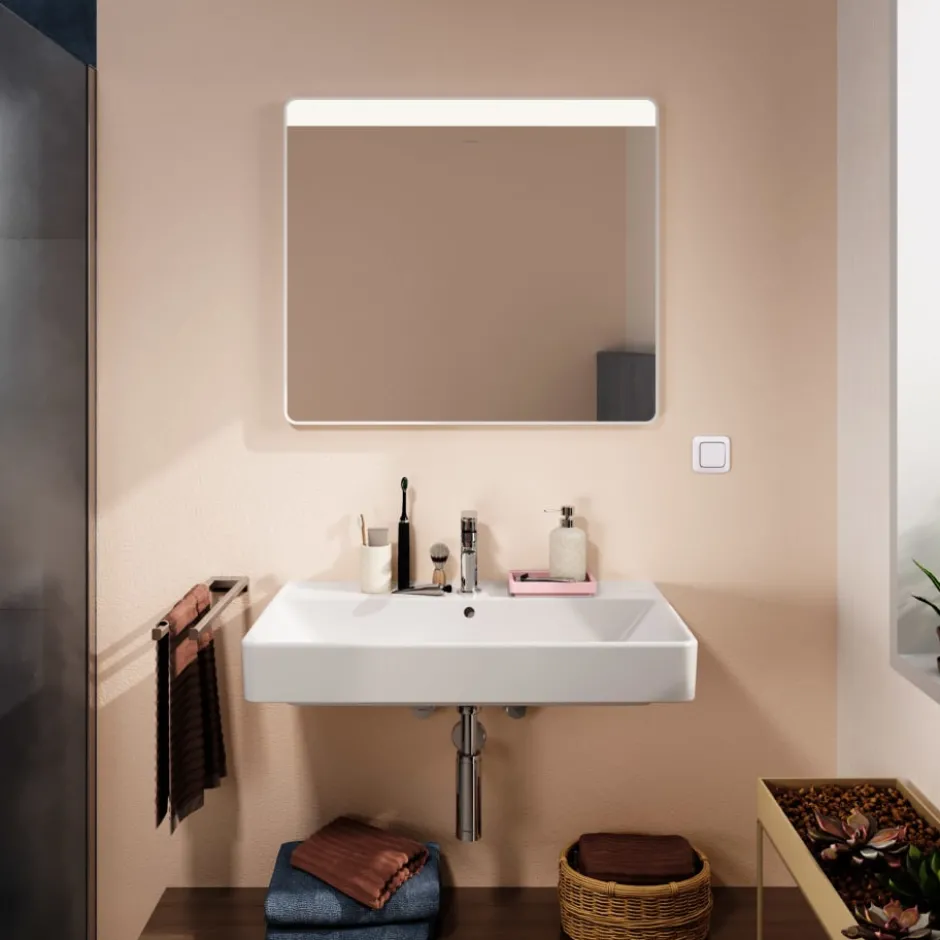 Hansgrohe Xarita Lite Q spejl med lys, 80x70 cm, hvid