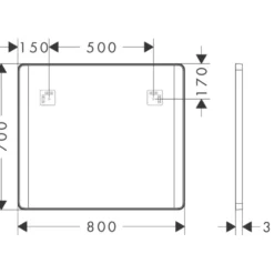 Hansgrohe Xarita Lite Q spejl med lys, 80x70 cm, sort