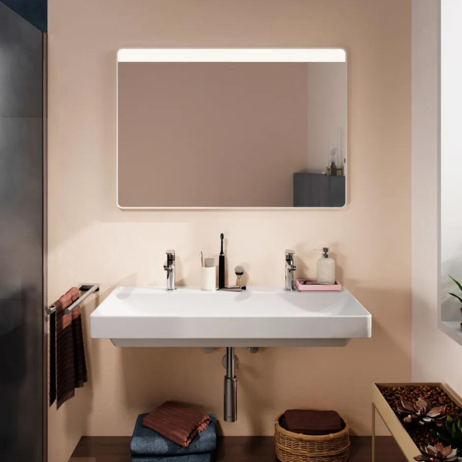 Hansgrohe Xarita Lite Q spejl med lys, sensor, 100x70 cm, hvid