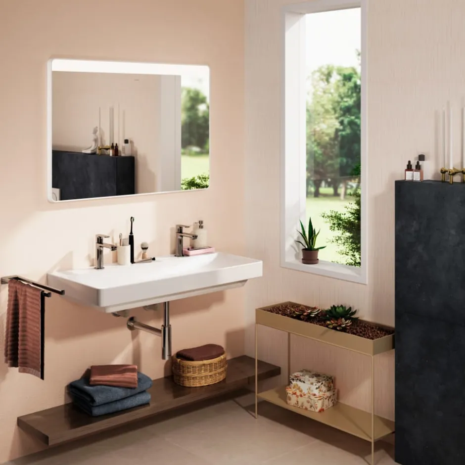 Hansgrohe Xarita Lite Q spejl med lys, sensor, 100x70 cm, hvid