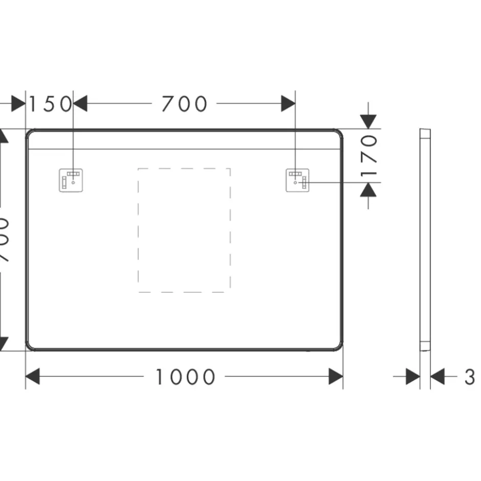 Hansgrohe Xarita Lite Q spejl med lys, sensor, 100x70 cm, hvid