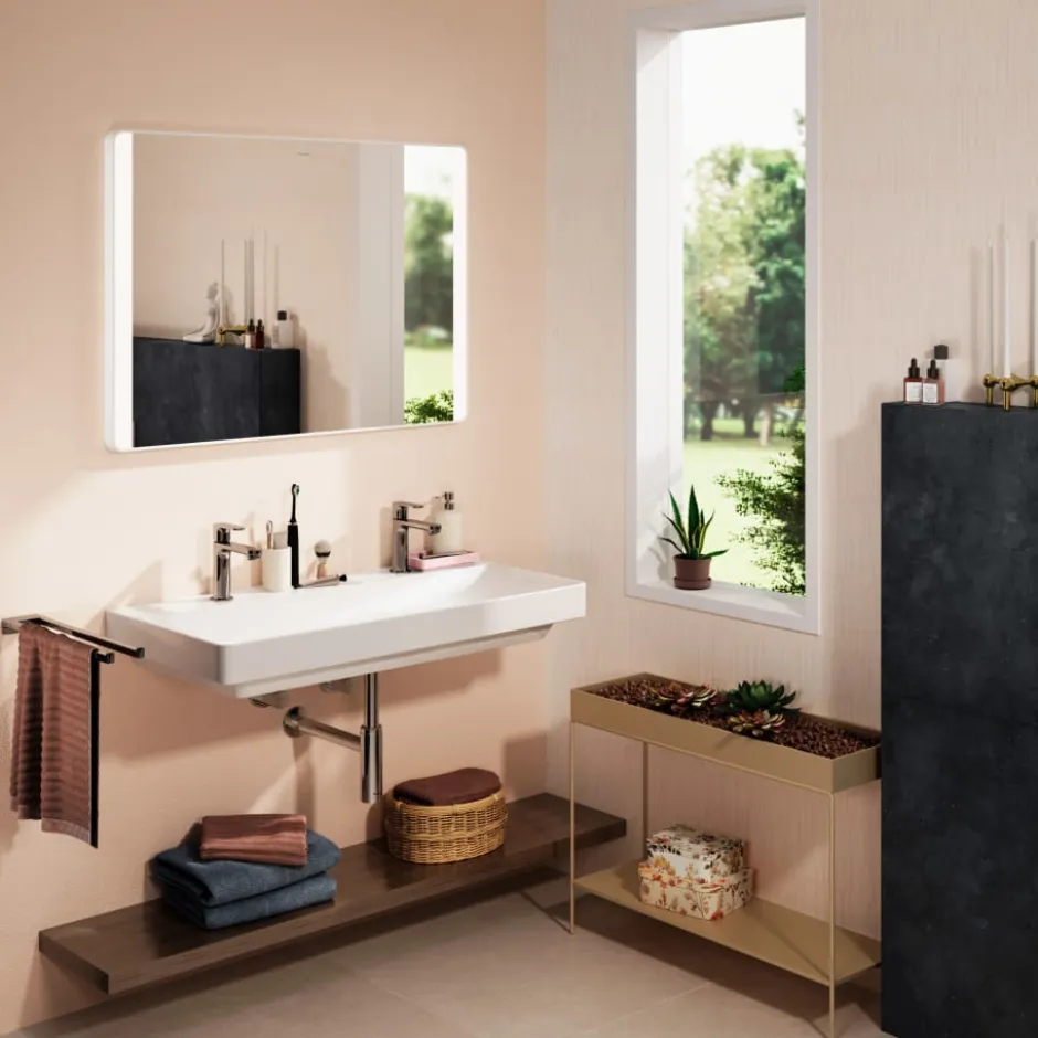 Hansgrohe Xarita Lite Q spejl med lys, sensor, 100x70 cm, hvid