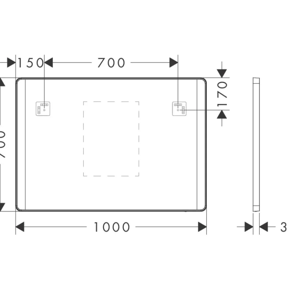 Hansgrohe Xarita Lite Q spejl med lys, sensor, 100x70 cm, hvid