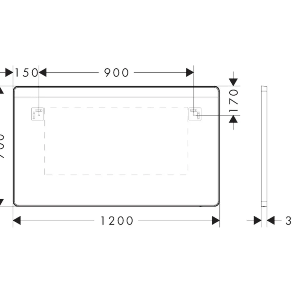 Hansgrohe Xarita Lite Q spejl med lys, sensor, 120x70 cm, hvid