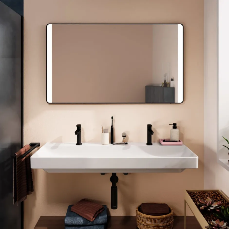 Hansgrohe Xarita Lite Q spejl med lys, sensor, 120x70 cm, sort