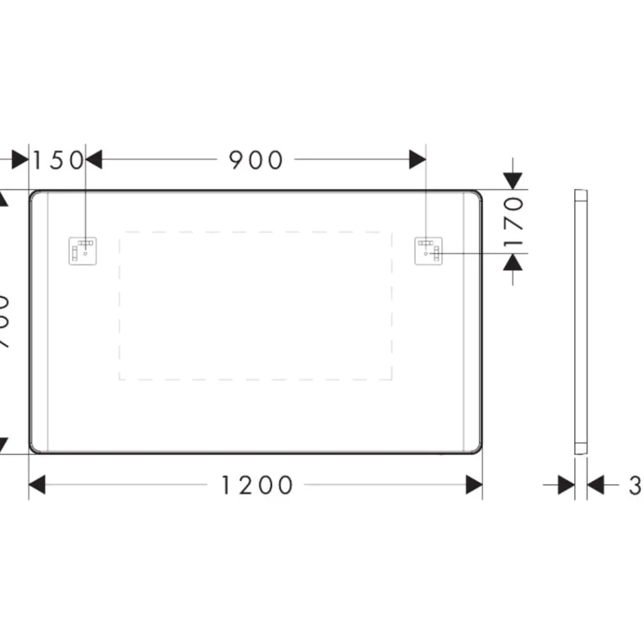 Hansgrohe Xarita Lite Q spejl med lys, sensor, 120x70 cm, sort