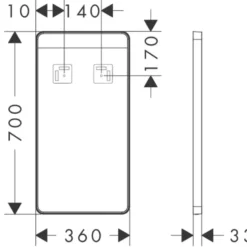 Hansgrohe Xarita Lite Q spejl med lys, sensor, 36x70 cm, sort