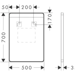 Hansgrohe Xarita Lite Q spejl med lys, sensor, 50x70 cm, hvid