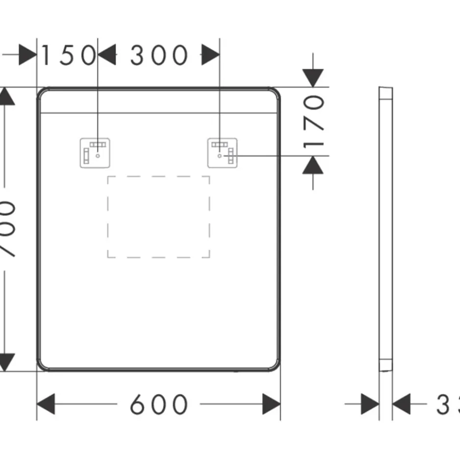Hansgrohe Xarita Lite Q spejl med lys, sensor, 60x70 cm, sort