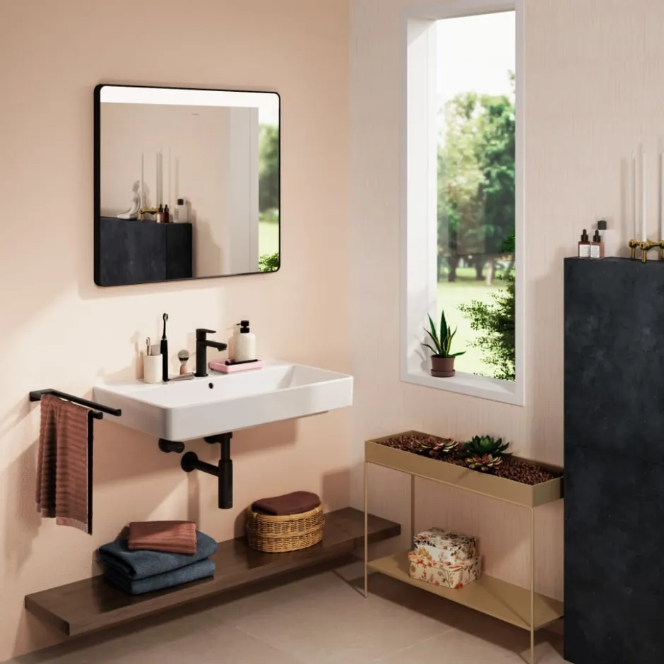 Hansgrohe Xarita Lite Q spejl med lys, sensor, 80x70 cm, sort