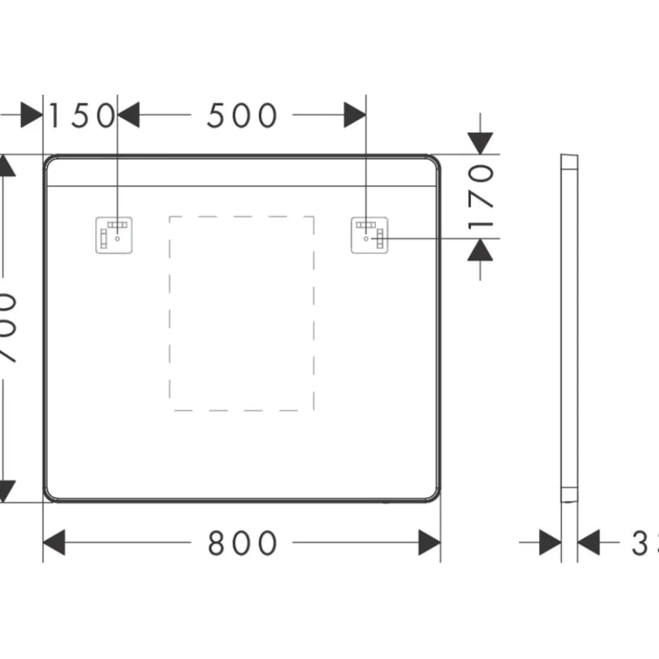 Hansgrohe Xarita Lite Q spejl med lys, sensor, 80x70 cm, sort