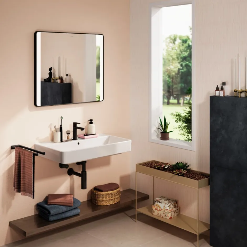 Hansgrohe Xarita Lite Q spejl med lys, sensor, 80x70 cm, sort