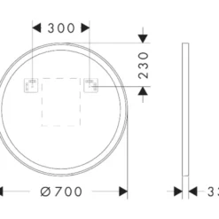 Hansgrohe Xarita Lite S spejl med lys, sensor, Ø70 cm, hvid