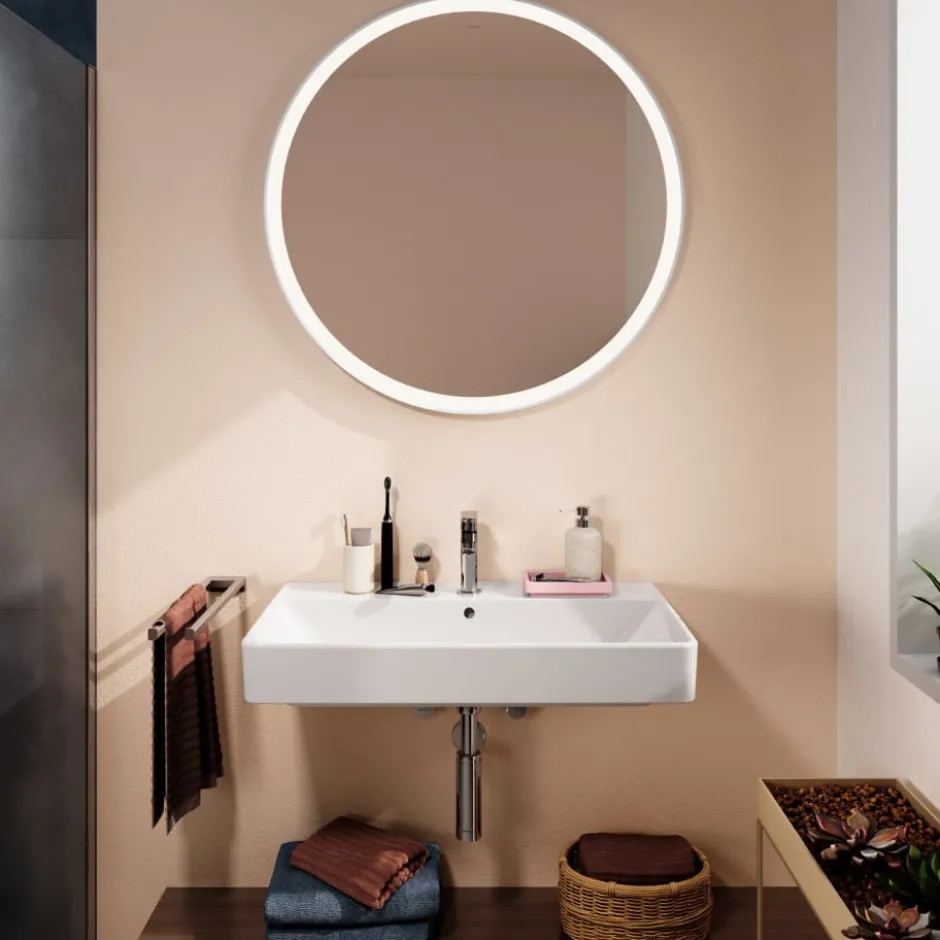 Hansgrohe Xarita Lite S spejl med lys, sensor, Ø90 cm, hvid