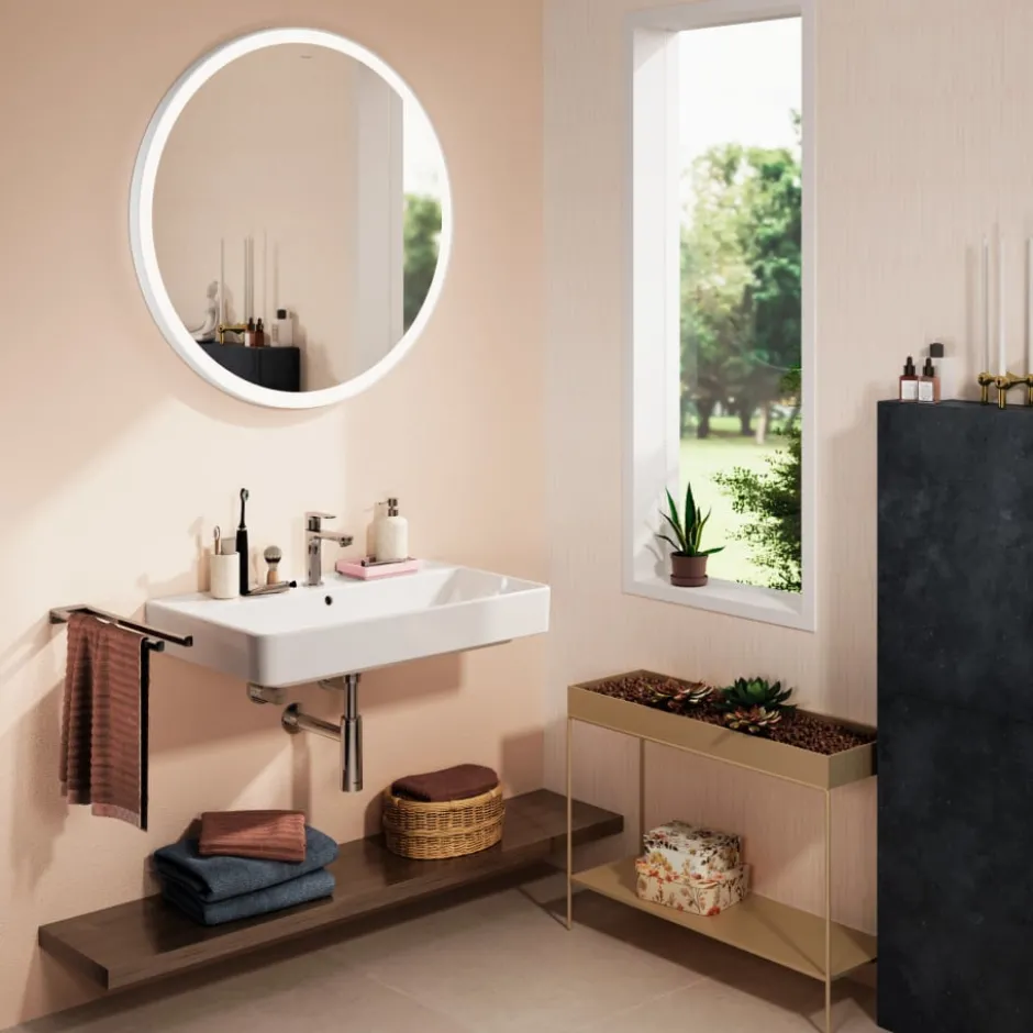 Hansgrohe Xarita Lite S spejl med lys, sensor, Ø90 cm, hvid