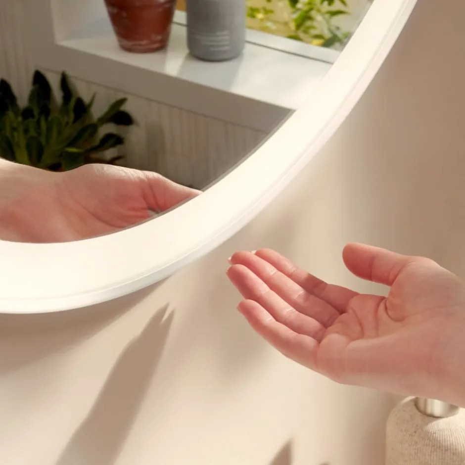 Hansgrohe Xarita Lite S spejl med lys, sensor, Ø90 cm, hvid